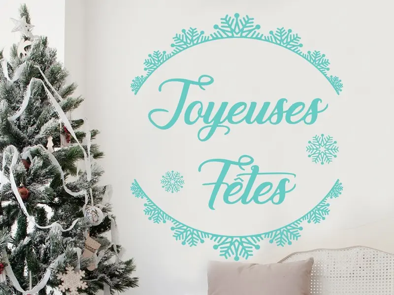 Sticker mural Noël Ornement de Noël Flocons résultat en situation gros plan Sticker Ornement de Noël Flocons