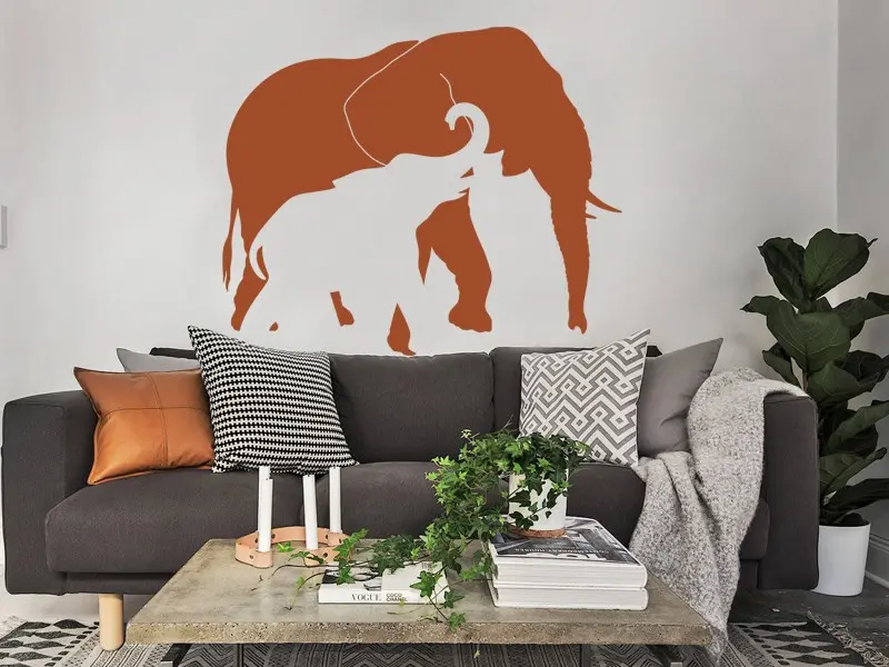 Sticker mural Sur la Terre Eléphant 2 résultat en situation Sticker Eléphant 2