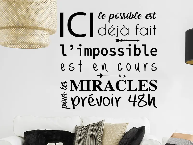 Sticker mural Motivation Citation L'Impossible est en cours résultat en situation gros plan Sticker Citation L'Impossible est en cours