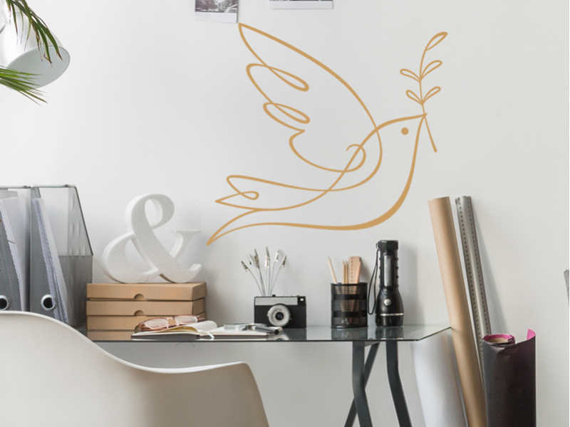 Sticker mural Oiseau de la Paix résultat en situation