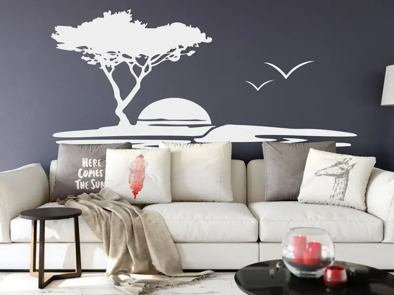 Sticker mural Paysages & Skylines Paysage Coucher du Soleil résultat en situation Sticker Paysage Coucher du Soleil