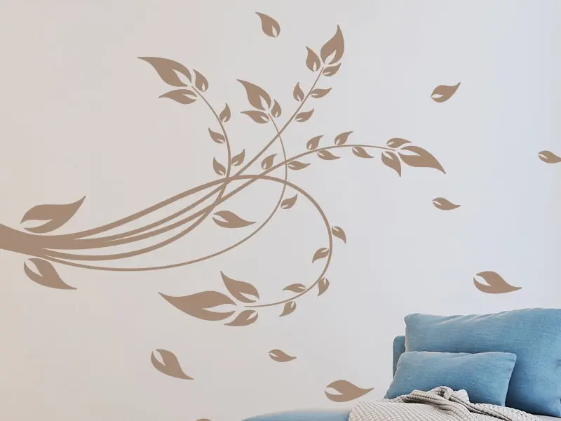Sticker mural Branches Branche Floral 4 résultat en situation gros plan Sticker Branche Floral 4