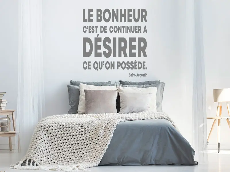 Sticker mural Citações de Autor Citation Le Bonheur de Saint-Augustin résultat en situation Sticker Citation Le Bonheur de Saint-Augustin