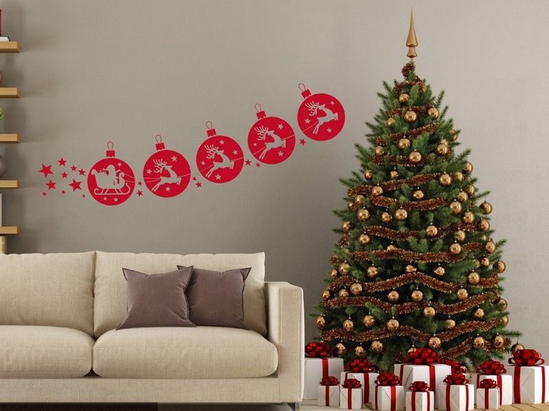 Sticker mural Traineau de Noël Décoratif résultat en situation