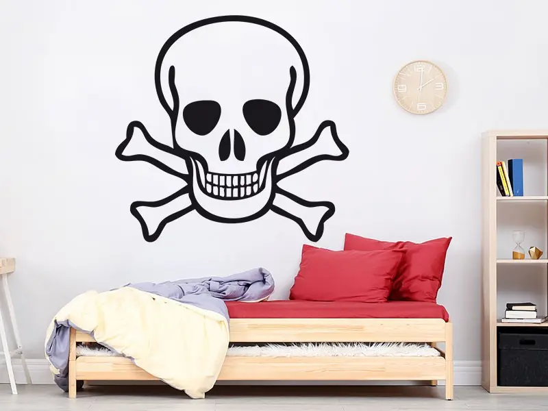 Sticker mural Silhouettes Tête de mort résultat en situation Sticker Tête de mort