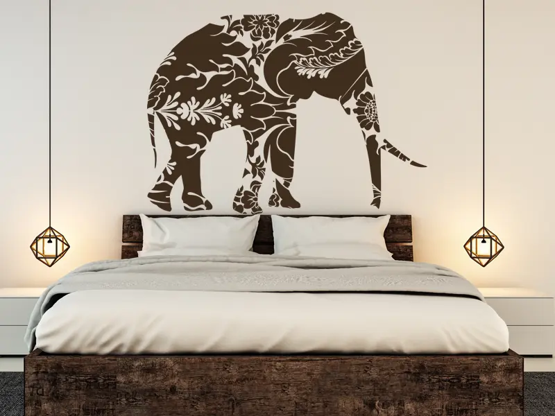 Autocolante Elefante Floral résultat en situation Autocolante Elefante Floral résultat en situation