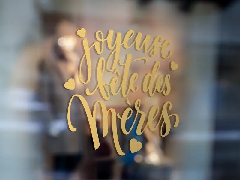 Autocolante de parede Joyeuse Fête des Mères Petits Coeurs