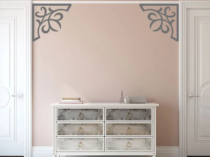 Sticker mural Illusion & Abstrait Ornements de Coin Baroque résultat en situation Sticker Ornements de Coin Baroque