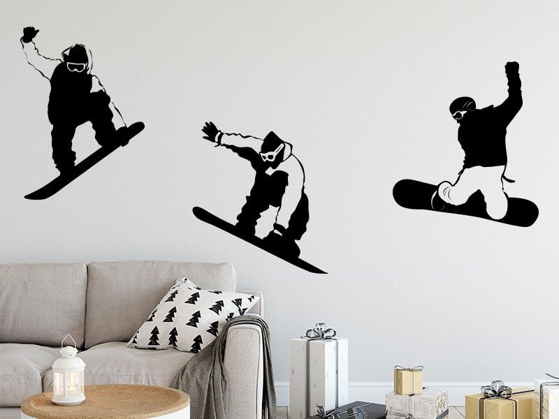 Autocolante de parede Pack 3 Snowboard