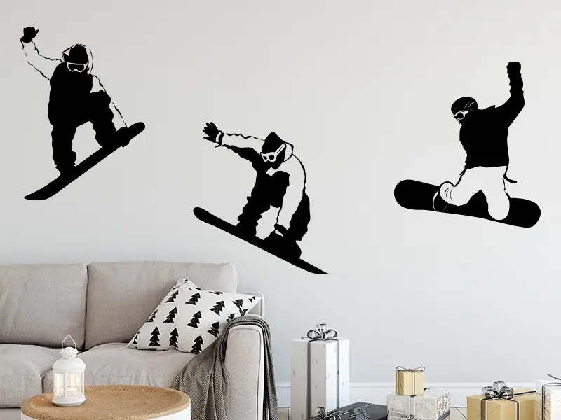 Sticker mural Pack 3 Snowboard résultat en situation