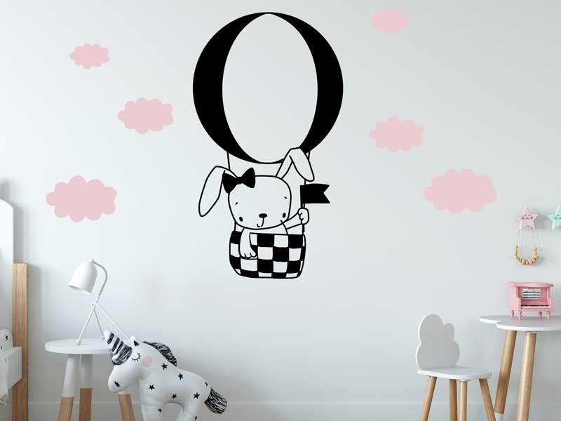 Autocolante de parede Balão de Ar quente Coelho