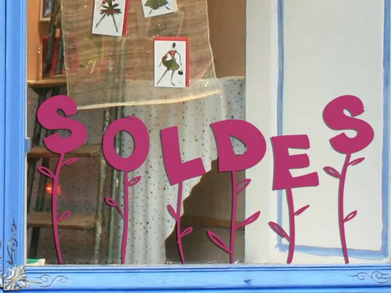 Sticker vitrine Soldes Fleurs