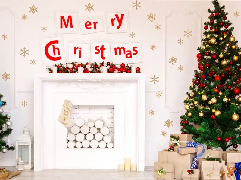 Sticker mural Noël Pack 24 Flocons de Noël 3 résultat en situation Sticker Pack 24 Flocons de Noël 3