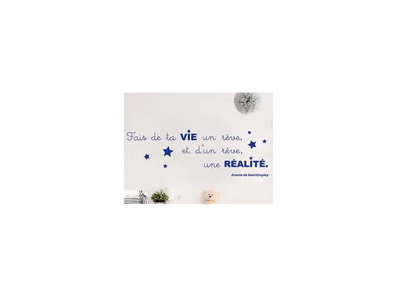 Sticker mural Petit Prince Citation St Exupery résultat en situation gros plan Sticker Citation St Exupery