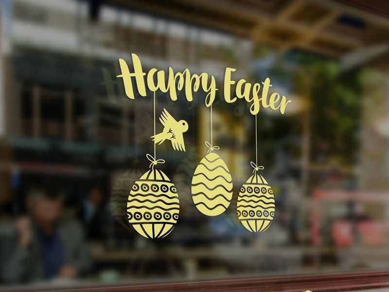 Autocolante de parede Happy Easter Ovos