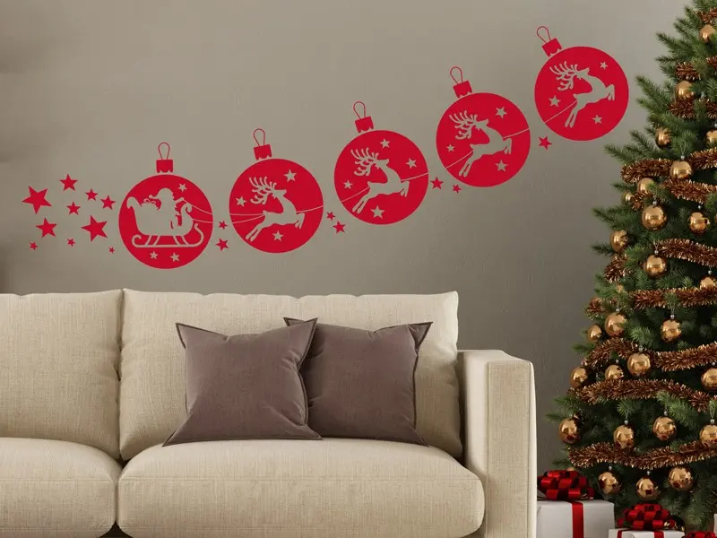 Autocolante Trenó de Natal Decorativo résultat en situation gros plan Autocolante Trenó de Natal Decorativo