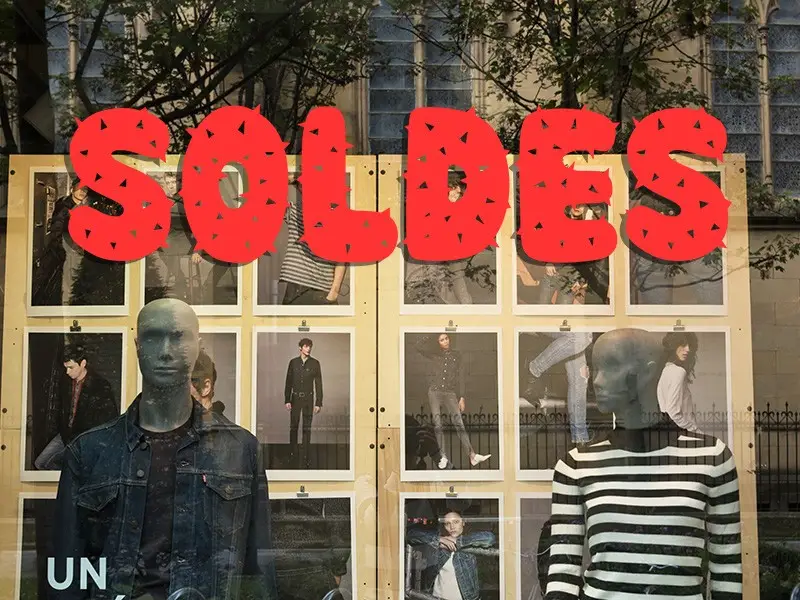 Sticker vitrine Soldes Cactus Sticker vitrine Soldes Cactus