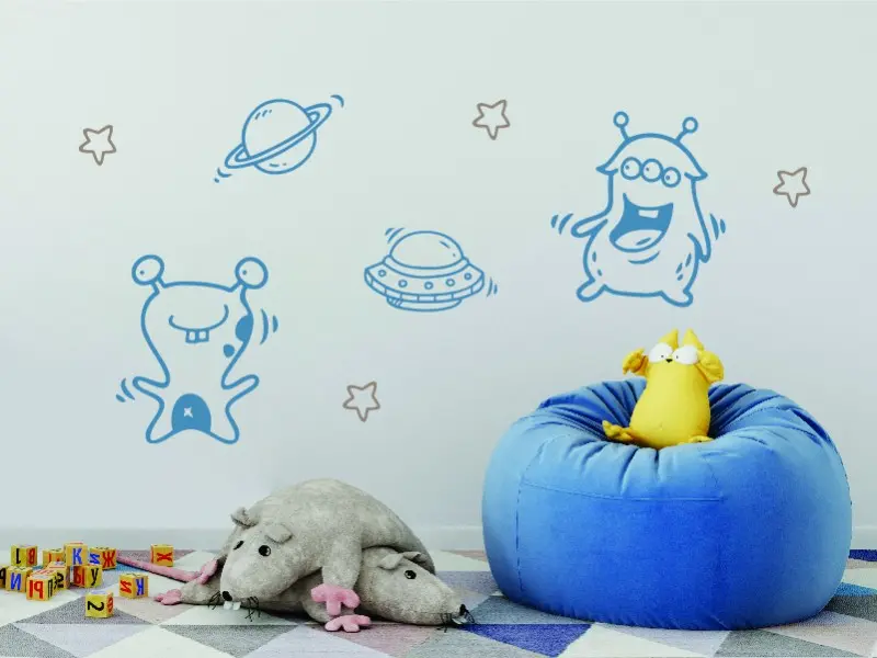 Sticker mural Espace Monstres de l'espace résultat en situation Sticker Monstres de l'espace
