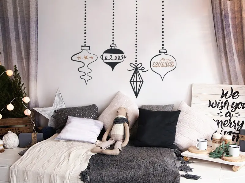 Sticker mural Noël Merry Christmas Deco résultat en situation Sticker Merry Christmas Deco