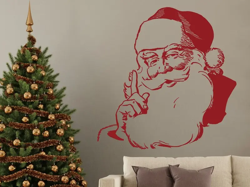 Autocolante Pai Natal Vintage résultat en situation gros plan Autocolante Pai Natal Vintage