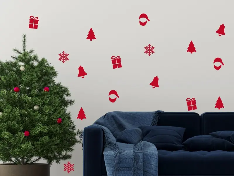 Sticker mural Noël Pack Décoratif de Noël résultat en situation Sticker Pack Décoratif de Noël