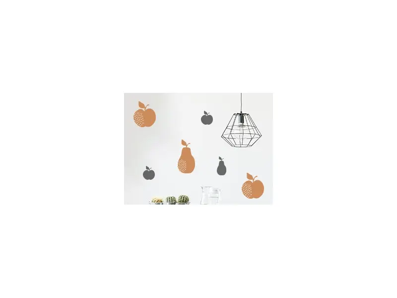 Sticker mural Fruits - Légumes Pack Poires et Pommes résultat en situation gros plan Sticker Pack Poires et Pommes