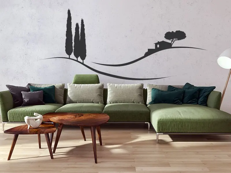 Sticker mural Paysages & Skylines Paysage de Provence résultat en situation Sticker Paysage de Provence