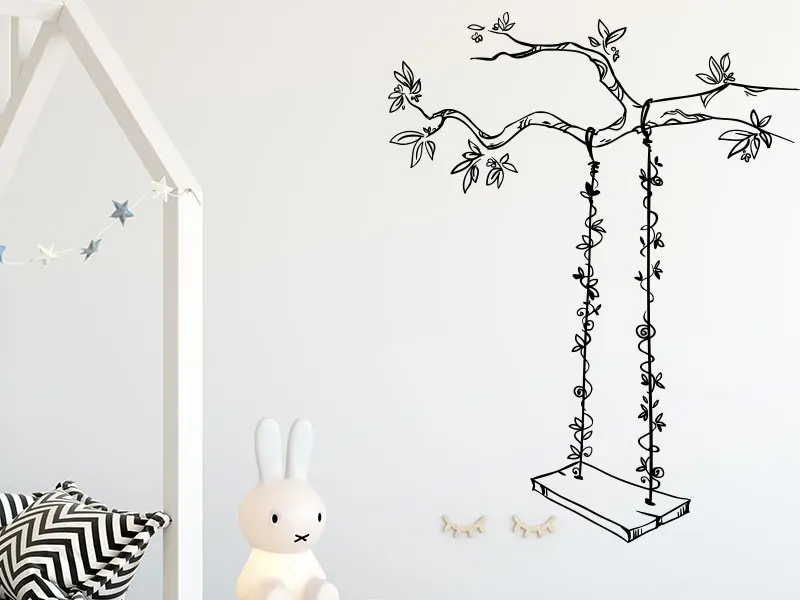 Sticker mural Branches Branche Balançoire résultat en situation gros plan Sticker Branche Balançoire