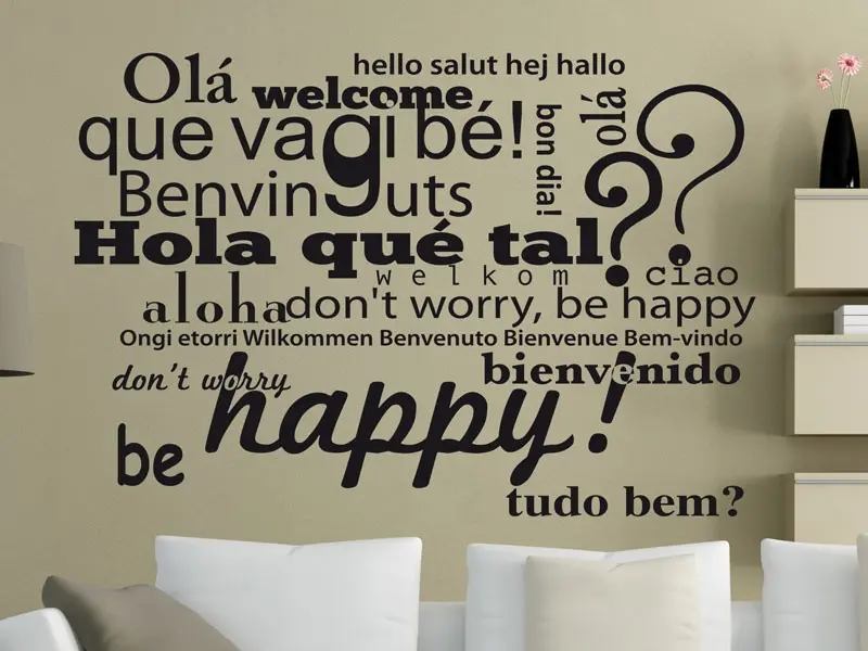 Sticker mural Motivation Welcome, Bienvenue... résultat en situation gros plan Sticker Welcome, Bienvenue...