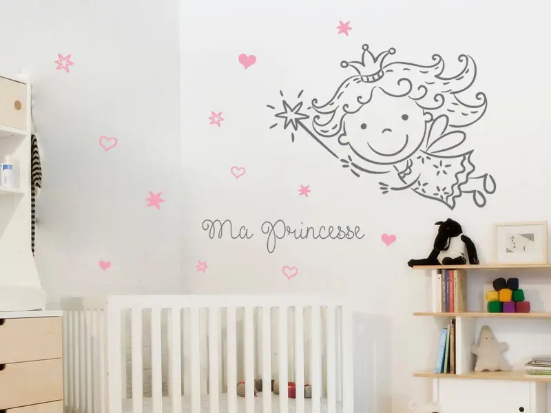 Autocolante de parede Fada Princesa Personalizável Autocolante de parede Fada Princesa Personalizável