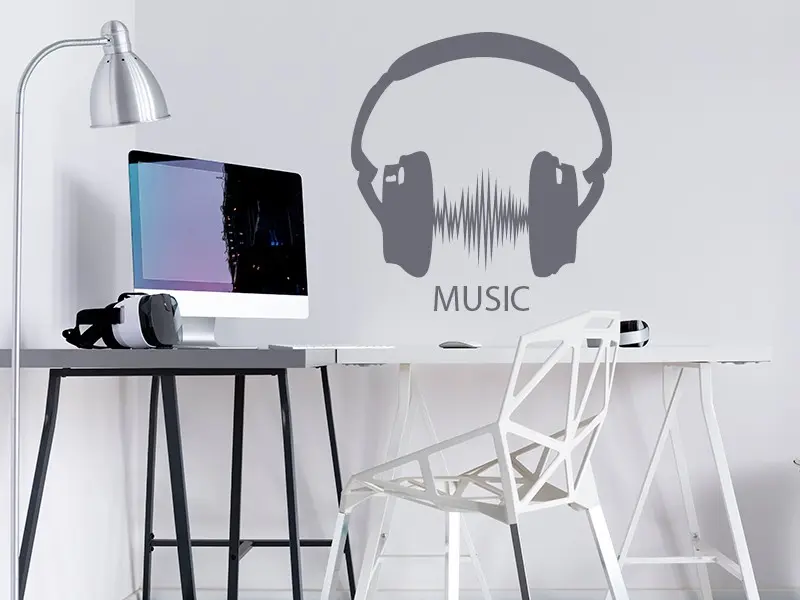 Sticker mural Disco & Pop Headphone Electro résultat en situation Sticker Headphone Electro