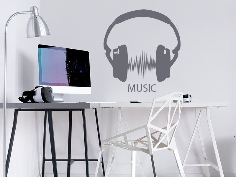 Sticker mural Headphone Electro résultat en situation