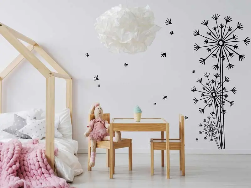 Sticker mural Stickers muraux fleurs Fleurs Pissenlit 5 résultat en situation Sticker Fleurs Pissenlit 5