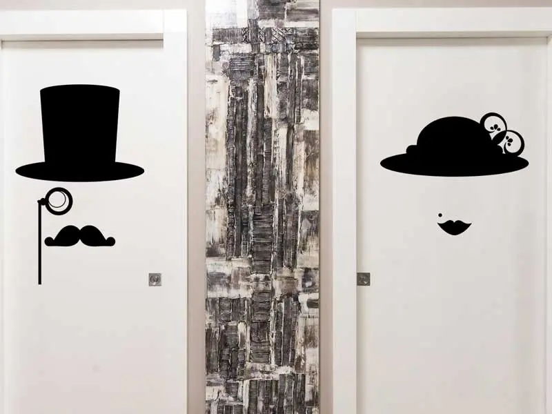 Sticker mural WC Women & Man Vintage résultat en situation Sticker mural WC Women & Man Vintage résultat en situation