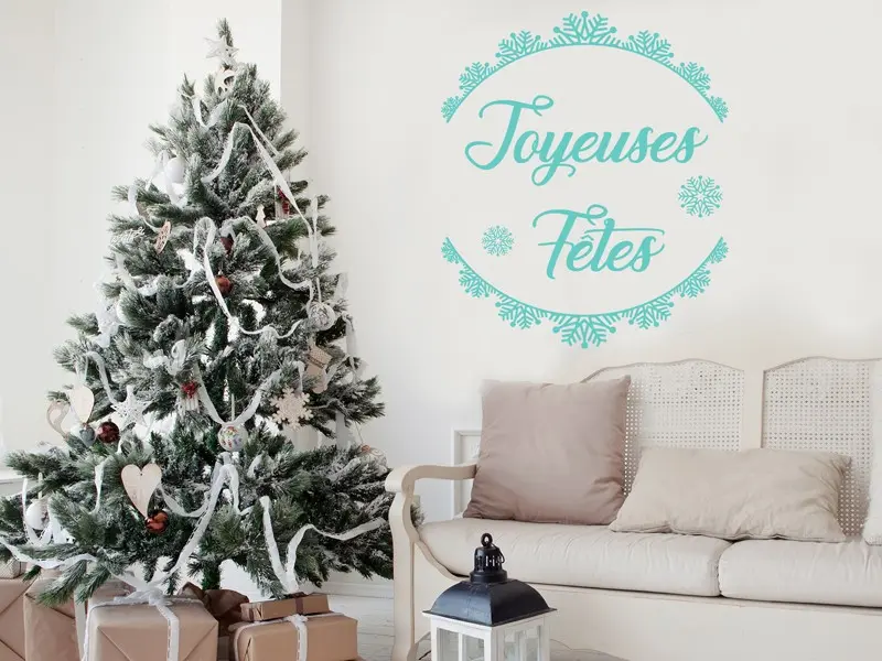 Sticker mural Noël Ornement de Noël Flocons résultat en situation Sticker Ornement de Noël Flocons