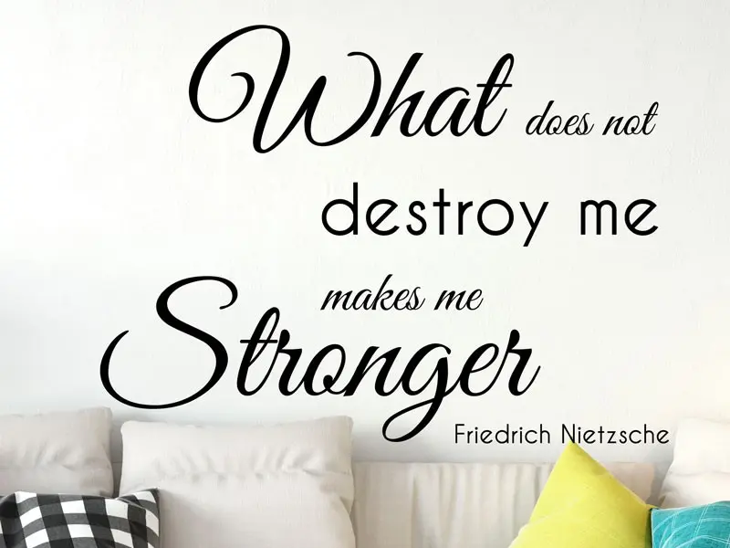 Sticker mural Motivation Citation Nietzsche What does not destroy... résultat en situation gros plan Sticker Citation Nietzsche What does not destroy...