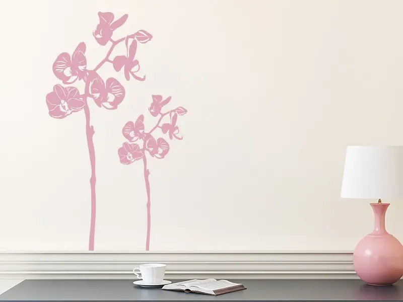 Sticker mural Stickers muraux fleurs Orchidée 2 résultat en situation gros plan Sticker Orchidée 2