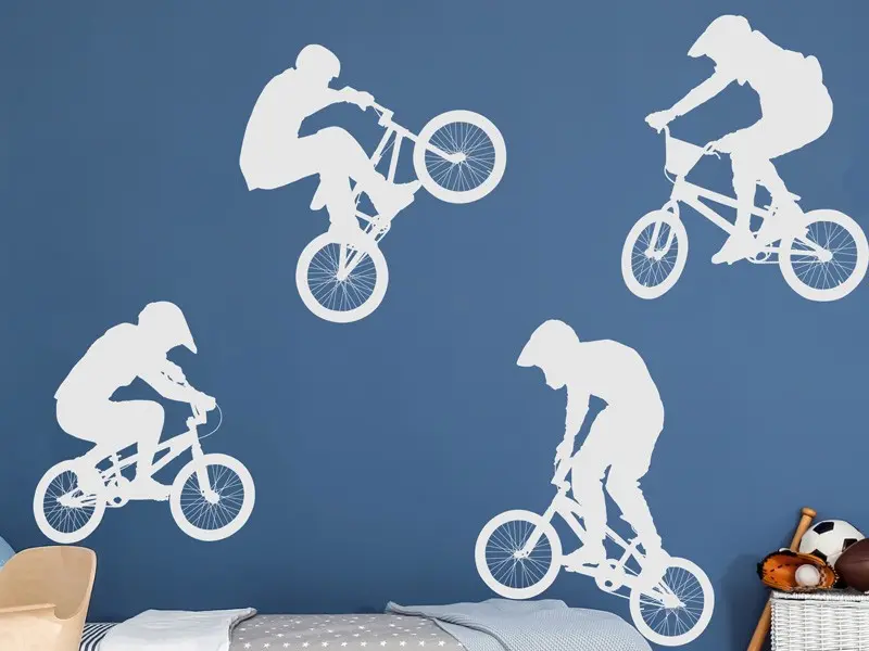 Autocolante Pack 4 Bicicletas BMX Freestyle résultat en situation gros plan Autocolante Pack 4 Bicicletas BMX Freestyle