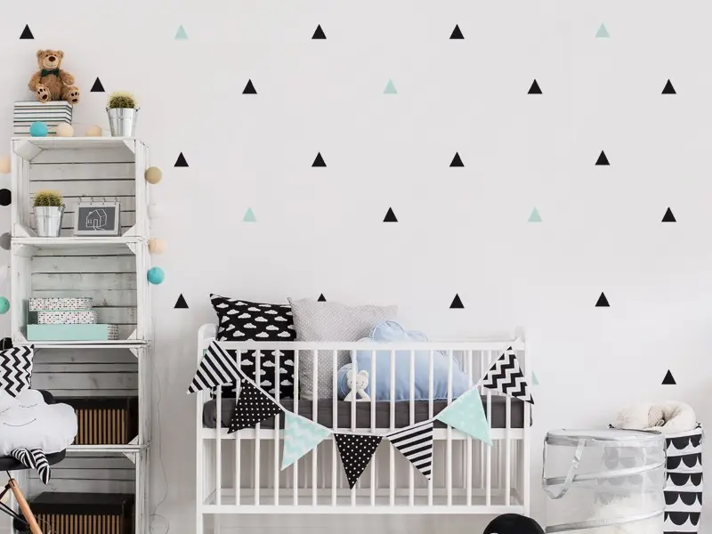 Sticker mural Pack Déco - Tendance Pack Deco Triangles résultat en situation Sticker Pack Deco Triangles