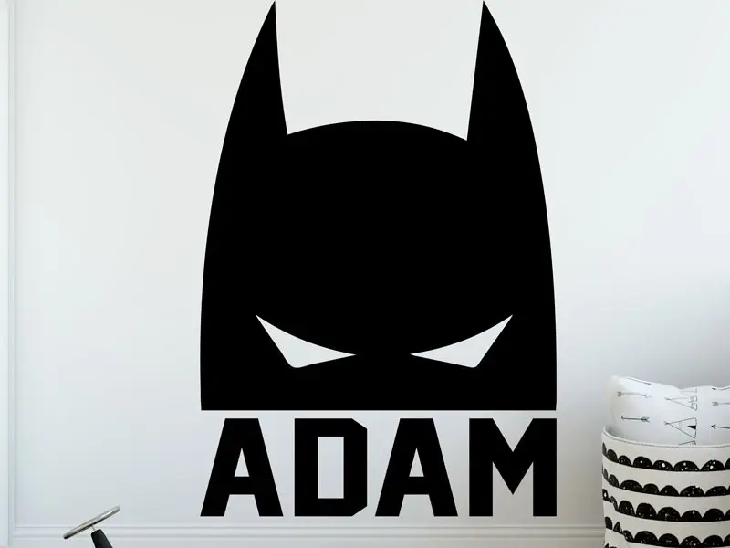 Sticker mural Chevaliers / Cowboys / Héros Masque Batman Personnalisable résultat en situation gros plan Sticker Masque Batman Personnalisable