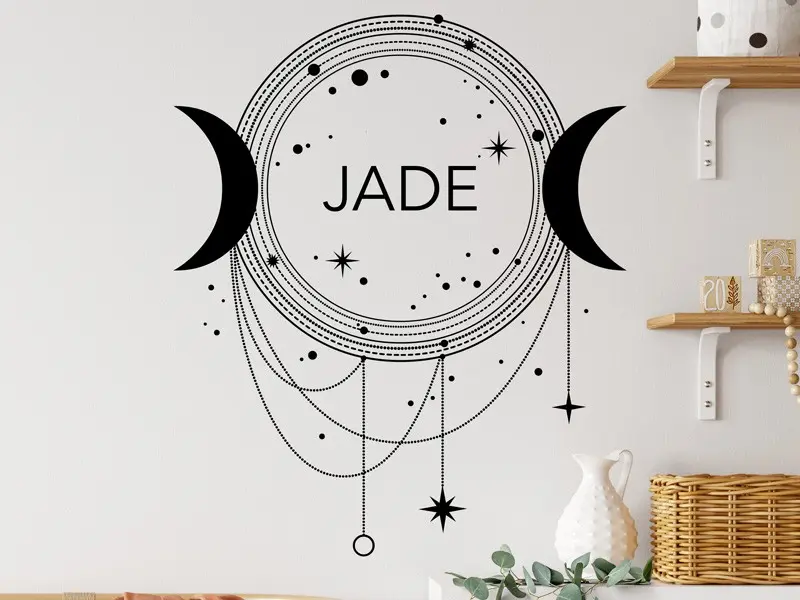 Sticker mural Nature Zen Lune Bohème personnalisable résultat en situation gros plan Sticker Lune Bohème personnalisable