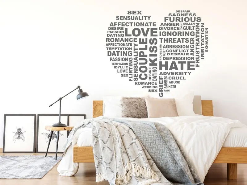 Sticker mural Citations d'Amour Pêle Mêle Coeur Love résultat en situation Sticker Pêle Mêle Coeur Love