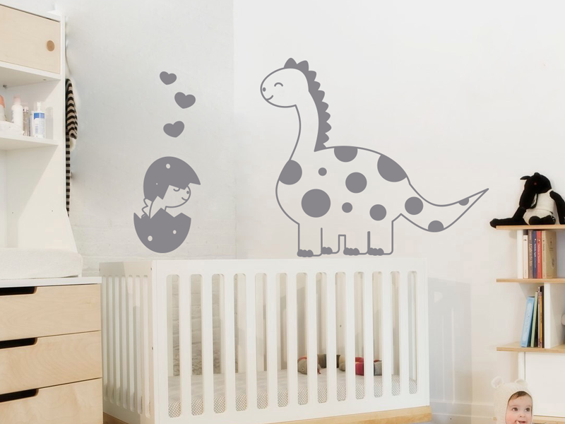 Autocolante de parede Dinossauro e Bebé