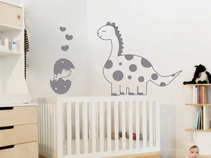 Sticker mural Dinosaures Dinosaure et son bébé résultat en situation Sticker Dinosaure et son bébé