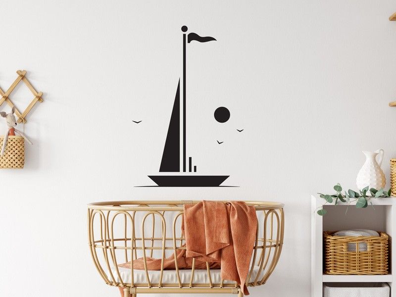 Autocolante de parede Barco Veleiro minimalista