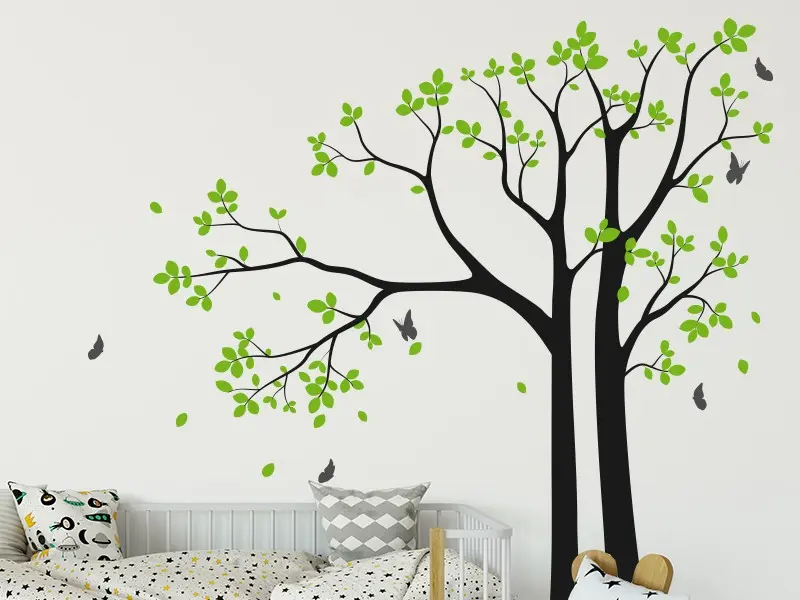 Sticker mural Stickers Arbres Arbre Papillons résultat en situation gros plan Sticker Arbre Papillons