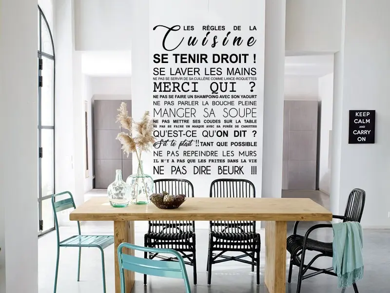 Sticker mural Textes & Recettes Les Règles de la Cuisine Sarcastique résultat en situation Sticker Les Règles de la Cuisine Sarcastique
