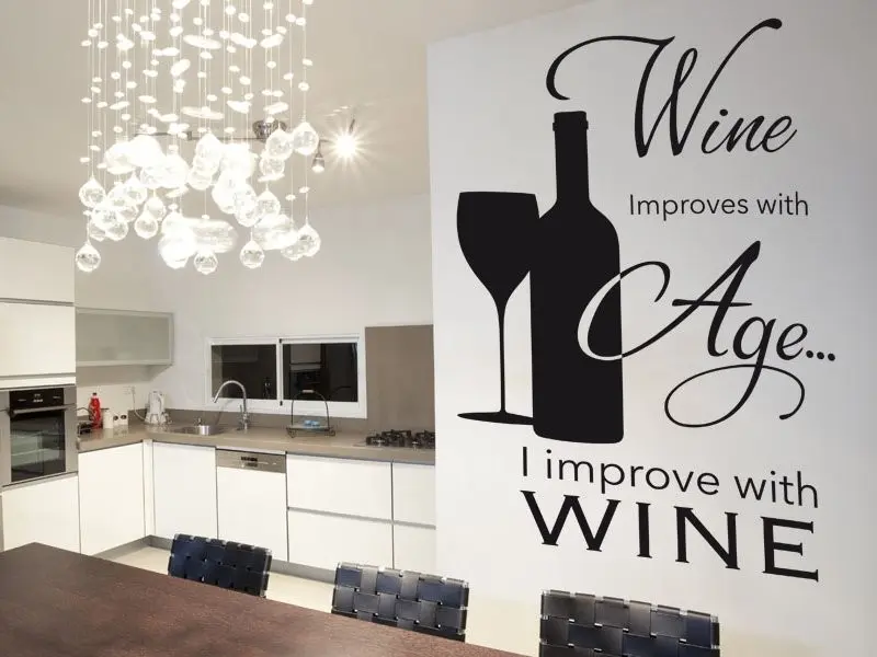 Sticker mural Vin - Cocktail Texte Vin Deco résultat en situation Sticker Texte Vin Deco