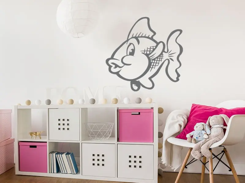 Sticker mural Animaux Poisson Rouge résultat en situation Sticker Poisson Rouge