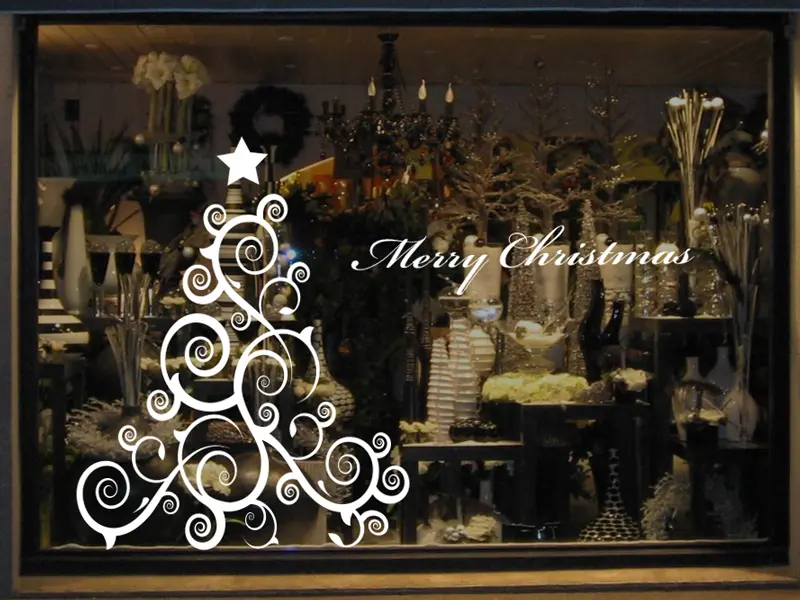 Sticker mural Noël Sapin de Noël Baroque 2 résultat en situation Sticker Sapin de Noël Baroque 2